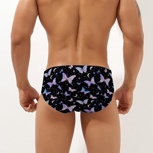 Night Spirit Butterfly Printed Swim Briefs for Men Sexy Bikini Swimwear Elastic Beach Trunks Bathing Suit3