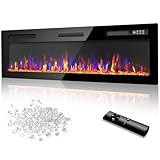 Vitesse 72 Inch Ultra Thin Electric Fireplace-Narrow Bezel Linear Fireplace Heater Recessed Wall Mounted, Remote and Screen Control, 8H Sleep Timer, Low Noise, 750/1500W for Living Room, Bedroom