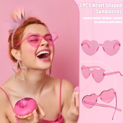 24 Pairs Heart Sunglasses Candy Heart Shaped Glasses Rimless Colored Sunglasses for Women Party Favors3