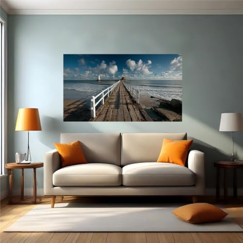 Muelle de madera calcomanías de pared autoadhesivas vinilo decorativo 120x80 cm 2
