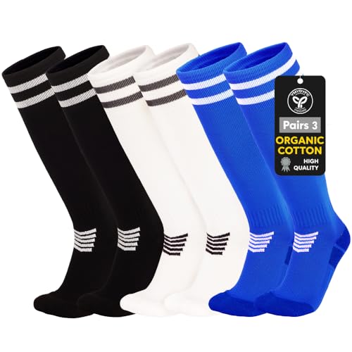 YMYDYFC Atmungsaktive Kinder Fußball Stutzen & Fußballsocken Trainingssocken für Jungen und Mädchen im Alter von 812 JahrenPerfekt für Training Fußball Basketball Rugby und Hockey 3 Paar Größe 3438