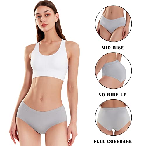 Serisimple Bamboo Women Luxury Underwear Silky Comfy Ultra Soft Briefs Breathable Stretch High&Mid Waist Panties 4 Pack (Mid-Gray, Small) #TOP1