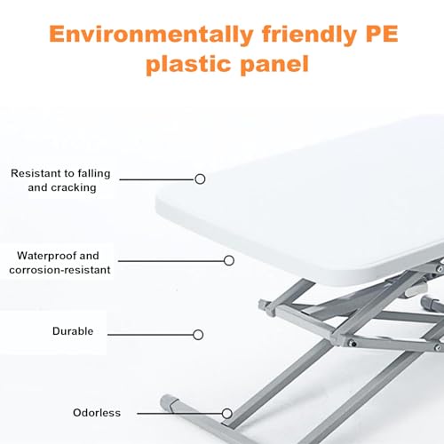 Table pliante réglable en plastique blanc pour petit espace et canapé - 6