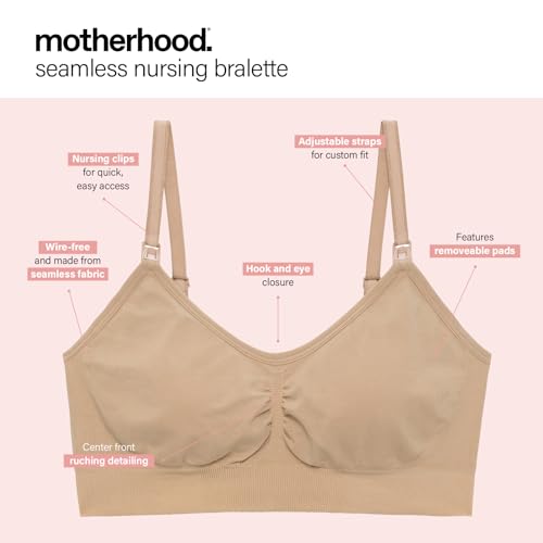 Image of Motherhood Maternity Women's Wireless Clip Down Seamless Nursing Bra for Breastfeeding
