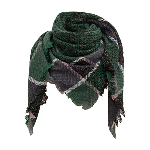 Generisch·2025 Karierte Decke Dicker Winterschal Tartan Chunky Wrap Übergroßer Schal Cape Schals (Green One Size)