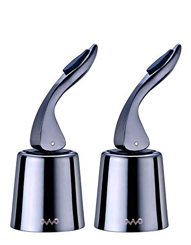 OWO Stainless Steel Wine Bottle Stopper, Reusable Wine Saver with Silicone Seal, Decorative Bottle Sealer, Keeps Fresh (Metal Black, 2 Pack) - Cosy Home Interiors OWO Stainless Steel Wine Bottle Stopper, Reusable Wine Saver with Silicone Seal, Decorative Bottle Sealer, Keeps Fresh (Metal Black, 2 Pack)