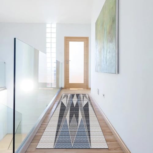 Alfombra lavable para pasillo gris de 100 x 260 cm con base de seguridad 6