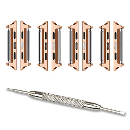 [Spring Bar] Connectors Compatible with Apple Watch Band Adapter, Rose Gold (4 Pack) Rose Gold (4 Pack) 38/40/41mm for 20mm Width Band