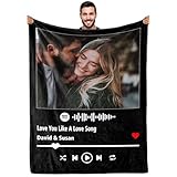 Custom Spotify Code Music Blanket Customize Blankets with Picture Text Customized Thows Photo Blanket Personalized Valentines Mothers Day Birthday Gifts for Mom Dad Girlfriend Boyfriend Wife Husband