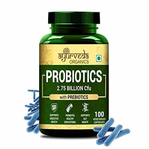 Ayurveda Organics Probiotics with Prebiotic Supplement for Women and Men – 100 Veg Capsules Ayurveda Organics Probiotics with Prebiotic Supplement for Women and Men – 100 Veg Capsules