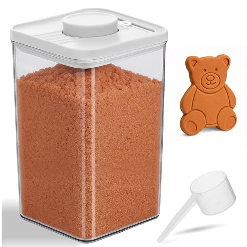 Juome Airtight Brown Sugar Container, 2.75QT(88OZ/2.6L) Clear Brown Sugar Saver Keeper Jar Food Storage Containers with Lids for Flour, Cookie, Salt, Kitchen Accessories