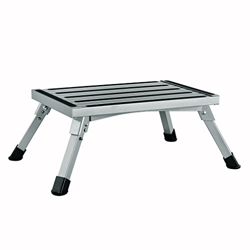 Finether - Taburete plegable de aluminio con pie de goma antideslizante, con certificación EN 131, capacidad de 45,7 kg