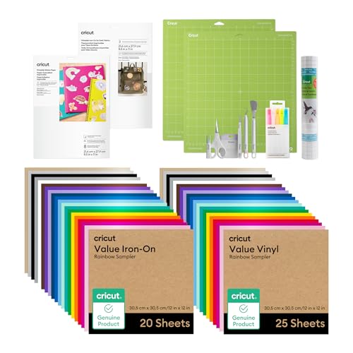 Cricut® All-in-One Materials & Accessories Bundle - Includes Vinyl, Iron-On HTV, Sticker Paper,...
