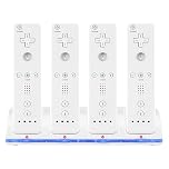 Charging Station for Wii, 4 in 1 Controller Charging Station with LED Indicators 4 Pieces 2800mAh Rechargeable Battery Pack for Wii Remote Control