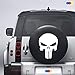 mural stickers Autocollant tête de mort The Punisher – 4 x 4 Off Road – US Army – Toute route – Autocollant pour roue de secours – Vinyle PVC pour voiture, camion, camionnette, blanc 35 x 25 cm