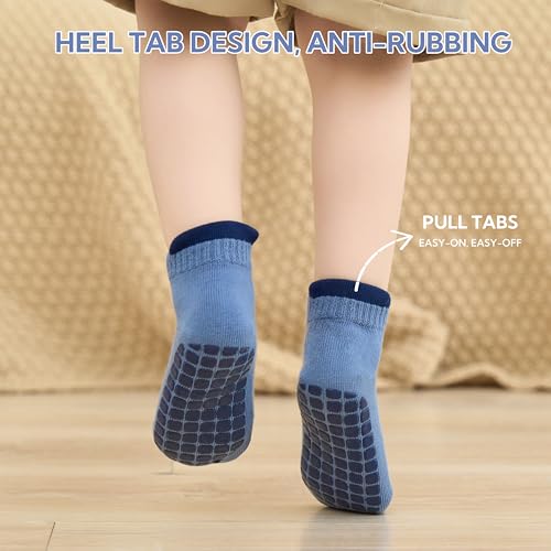 Toddler Non Slip Grip Ankle Socks with Grippers Cute Seamless for Baby Boys Girls Infants Kids 6 Pairs4