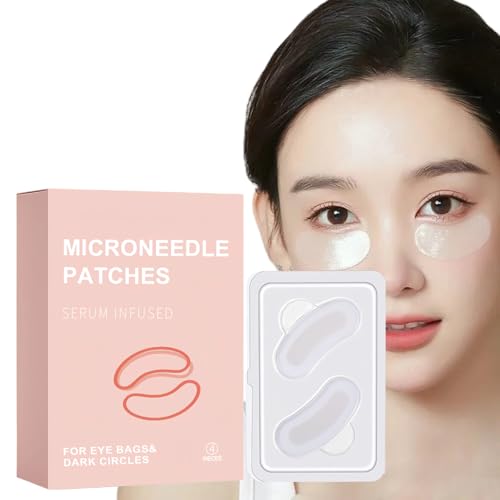 4 Piezas Eye patches,Ojos de Microagujas,Microneedling Eye Patches,Ideal para la Zona de los Ojos,Elimina Eficazmente la Hinchazón y Reduce los Pliegues Nasolabiales y las Patas de Gallo