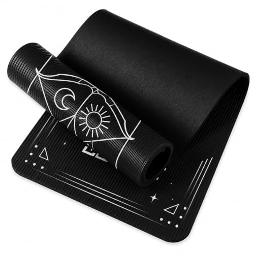 Image of De Jure Fitness Yoga Mat for Women and Men, 10mm Extra Thick Non-Slip NBR Exercise Mat for Yoga, Pilates, Gym & Floor Workouts - with Carry Strap - Sagittarius