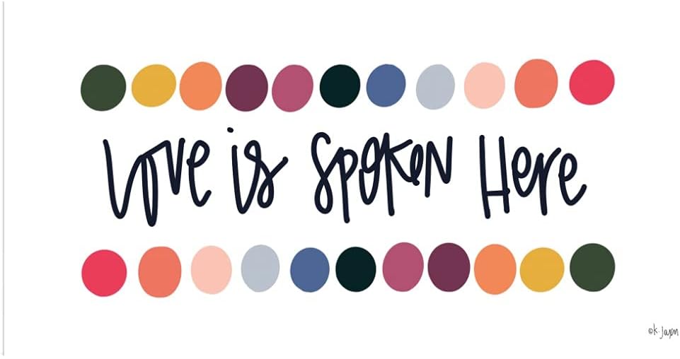 Fine Art Canvas Rainbow Love is Spoken Here Canvas Wall Decor by Artist Jaxn Blvd. for Living Room, Bedroom, Bathroom, Kitchen, Office, Bar, Dining & Guest Room - Ready to Hang - 40 in x 21 in