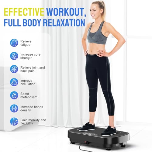 Vasson Vibration Plate Exercise Machine, Power Vibrating Shake Platform for Lymphatic Drainage, Whole Body Vibrate Waver Fitness, Full Body Shaking Board for Home Workouts, Weight Loss, Women-Black - Thumbnail 3
