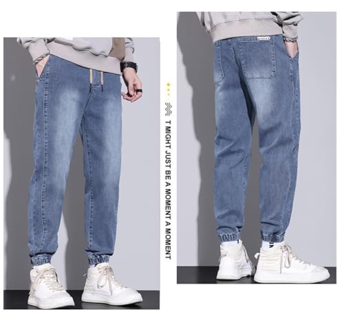 Jeans Pants Trousers Denim Men's Harun Elastic Leg Binding Korean Version Slim Fit4