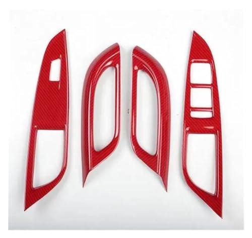 Garniture autocollante lève-vitre carbone rouge pour Cruze 2017-2019