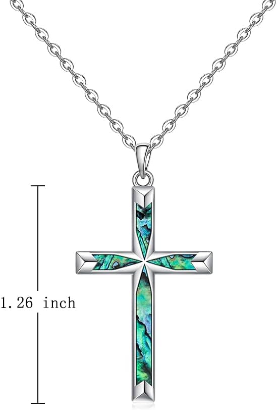 Cross Necklace for Women Abalone Shell Silver Cross Necklaces for Women Abalone Pendant Jewelry Christmas Gifts - Image 6