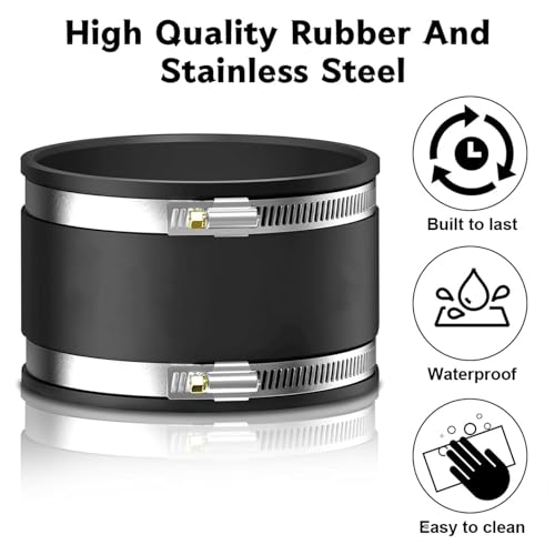 NCCHDZSW Flexible Gummi Muffe 100 mm Rohrverbinder mit Edelstahlschellen Rohrverbinder für Rohrventilator Flexible GummiMuffe Gummikupplung für PVC und Edelstahl Gummimuffe flexibel