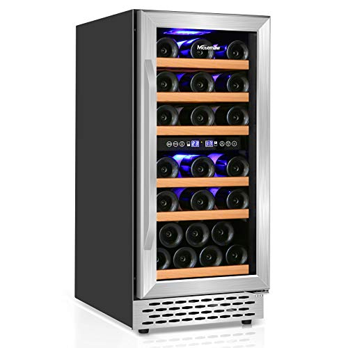 Wine Cooler Nictemaw Dual Zone Wine Cellar Fast Cooling Low Noise Beverage Refrigerator 15’’32 Bottles Wine Fridge with Digital Temp Control Screen 40°F-65°F Ideal for WineBeerSodaWater Built-in or Freestanding Style Control Screen 40°F-65°F For Red White Champagne or Sparkling Wine Built-in or Freestanding