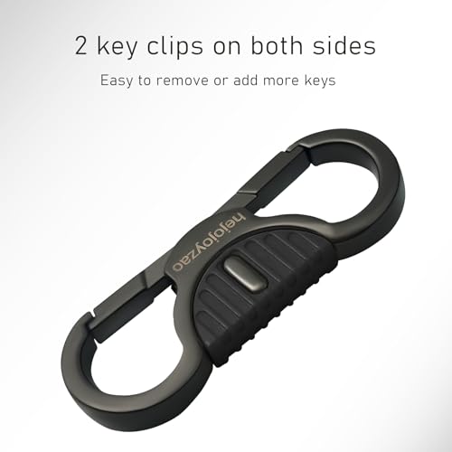 Image of Heavy Duty Keychain with Quick Release Double Carabiner Clip, Key Rings, D Ring, Car Key Holder for Belt Loop