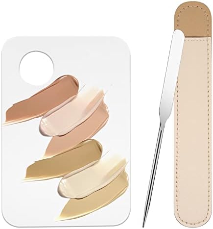 Makeup Spatula Korean Set, Acrylic Makeup Mixing Palette Tray with Cosmetic Foundation Spatula Scraper Makeup Tools, Foundation Palette Set for Mixing Liquid Foundation Eye Shadow Eyelash Nail Art