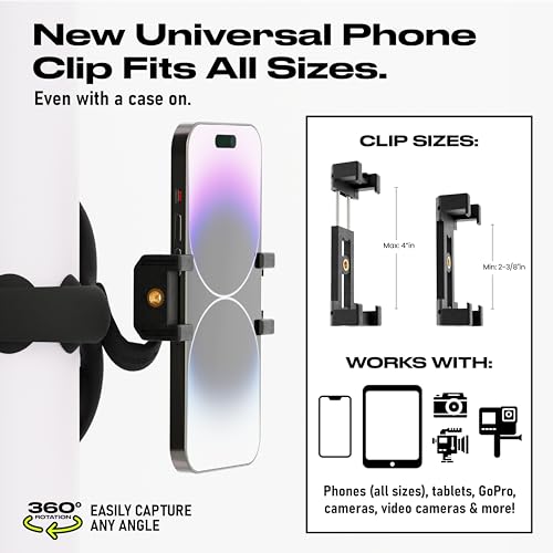 Trépied flexible pliable Tenikle Pro avec ventouses intégrées pour smartphone et caméra