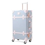 [ユーニットラベル] レトロ スーツケース かわいい キャリーケース 可愛い トランク ケース 静音四輪 復古主義 キャリーバッグ エンボス加工 手作り 透明カバー付き