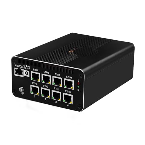 mini computer opnsense with turbo cooling fan and aluminium alloy Chassis. Better heat dissipation, supports wall mounting via VESA bracket