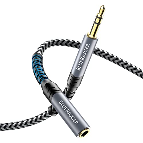 BlueRigger Headphone Extension Cable (3FT, 24K Gold Plated Jack, Hi-Fi Sound, 3.5mm Male to Female Stereo Audio Cable) – Aux Cord for iPod, Laptops, Smartphones, Speakers, Tablets, Home Car Stereo by BlueRigger - Used condition - US$5.06