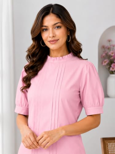 Image of Yash Gallery Womens Rayon Solid Relaxed Fit Casual Top Women & Girls