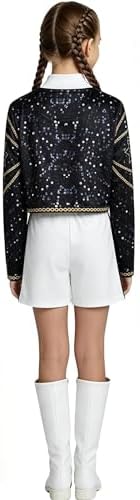 KPJSDT Girls Stage Costume Jacket Tank Top Shorts Set Printed Halloween Outfit for Kids Party Dress Up — view 2