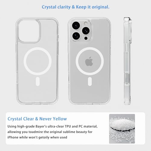 Image of Magnetic iPhone 16 Pro case,Compatible with Magsafe, Military-Grade Protection,Slim Translucent Matte Shockproof with Anti-Scratch Anti-Fingerprint Phone Cover (Transparent, iPhone 16 Pro)