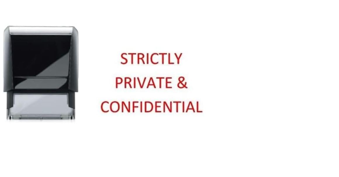 Strictly Private & Confidential - Self Inking Office Stamp - Red Ink - 28 x 28 mm