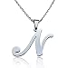 FUNRUN Womens Mens Stainless Steel Initial Letter Pendant Necklace,Letter N