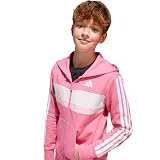 adidas Uniseks - dzieci Seasonal Essentials Tiberio 3 Stripes Fleece Track Suit, pink fusion/white/clear pink, 7-8 Years