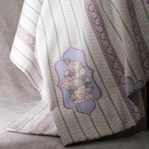 Image of Tranquebar Curtain Co. Cotton Curtains 7 Feet Long Set of 2,60-65% Room Darkening,Pink Kamal,Door Curtains 7 Feet Set of 2,Door Curtains 7 Feet Set of 2,BackTabs, Kamal(213 cm)-Set of 2