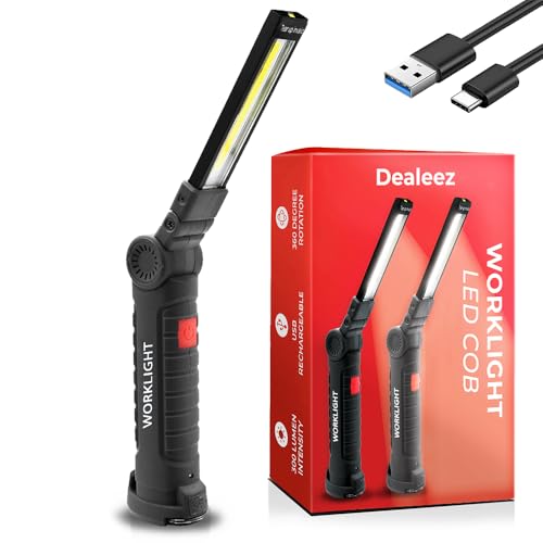 Dealeez LED Werkstattlampe - Akku Arbeitsleuchte, Magnetische Stablampe für Auto Reparatur, Handlampe mit Magnet & Haken, Leistungsstarke Taschenlampe, Stableuchte für Camping, Notfall Dealeez LED Werkstattlampe - Akku Arbeitsleuchte, Magnetische Stablampe für Auto Reparatur, Handlampe mit Magnet & Haken, Leistungsstarke Taschenlampe, Stableuchte für Camping, Notfall