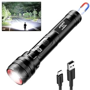 ASORT flashlights high lumens,50000 Lumens Tactical Rechargeable Small flashlights,Waterproof USB Charging Flash Light,Powerful Flashlight 5 Modes for Home,Camping,Hurricane,Emergency,Everyday Carry