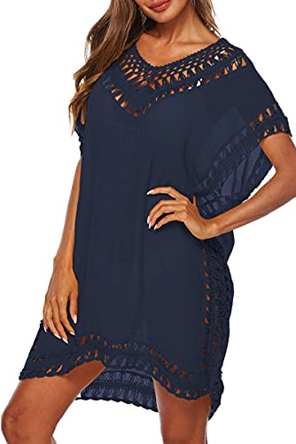 Image of Adisputent Womens Swimsuits Cover Ups Crochet Chiffon Beach Cover Bathing Suit Bikini Wear Coverups Dress