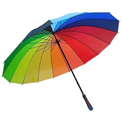 Colorful Rainbow Umbrella for Men Women Kids | Large Canopy Auto Open Windproof Waterproof UV Protection | Lightweight Travel Accessory for Rain and Sun Protection-image-0