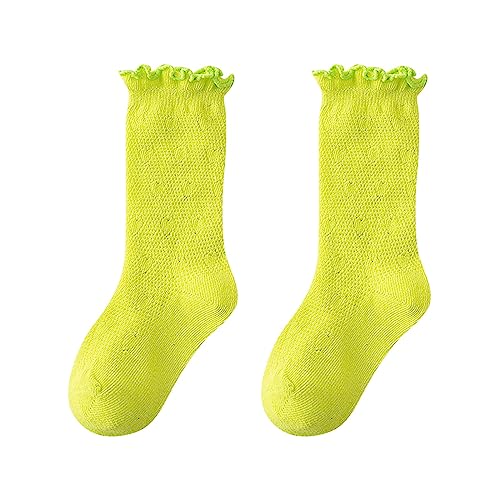 Toddler Baby Sock Girls Fall Mid Thigh Socks Children Solid Color Mesh Breathable Combed Cotton Ruffle Cute Socks