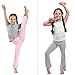 FEQO 4 Pack Girls Flare Leggings Pants Girl Cotton Leggings Bell Bottoms 5-6 Years(Black, Light Gray, Rose Red, Pink)