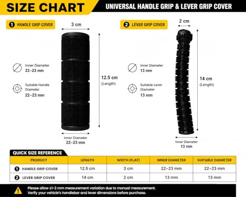 Image of Universal Black Rubber Handle Grip Cover(23 mm) and Lever Grip Cover(13 mm) Combo for Bike and Scooty (Set of 2) for All Bikes and Scooty