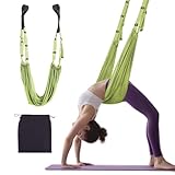 [Domial] Yoga Schaukel für die Tür (Ohne Bohren) - Yogatuch zum Aufhängen, Aerial Yoga Tuch für Anfänger & Dehnungsband - Verstellbares Turnband für Stretching, Pilates & Spagat Grün